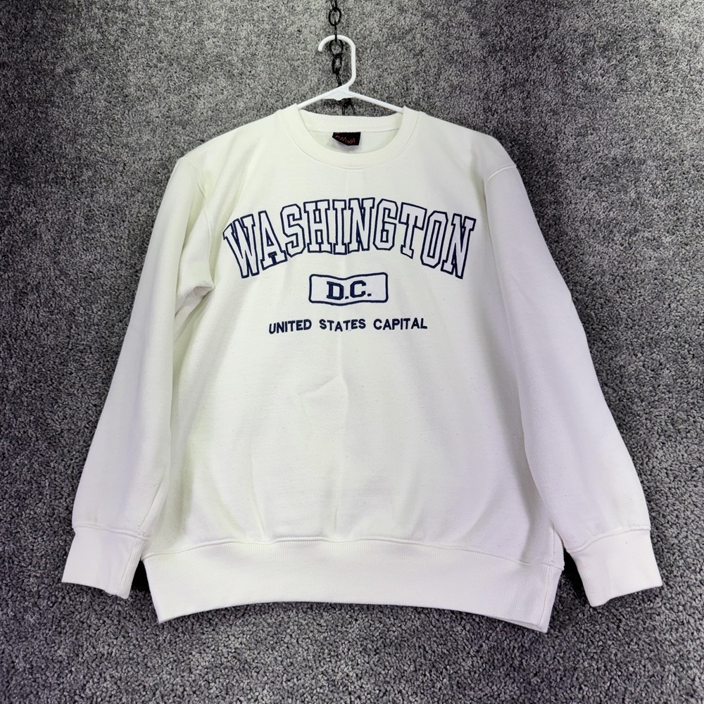 ANWA Washington DC Sweatshirt Mens Medium White Crewneck Pullover Graphic USA